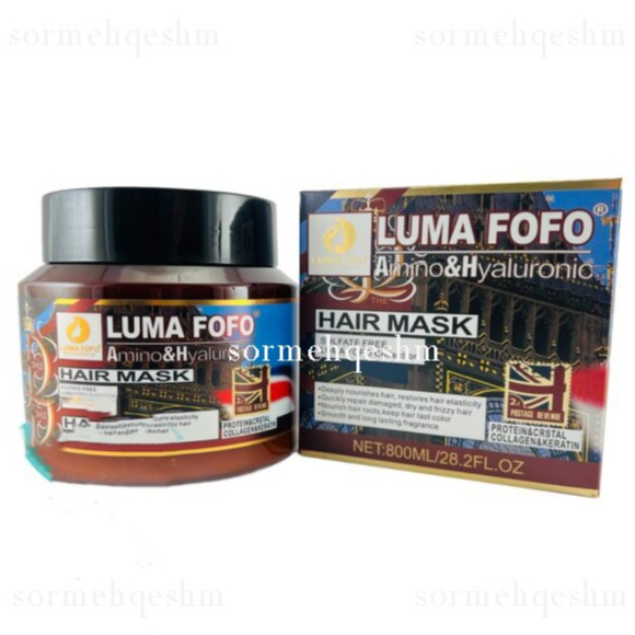 ماسک مو انگلیسی لوما فوفو Luma fofo - ضد فریزبدون پارابنحاوی کلاژنکاملا طبیعیحاوی کراتینجوانسازي موفري سولفاتحاوی پروتئینجلوگیری از موخورهنرم و ابريشمي كردن موبدون مواد مضر شيمياييآبرسانی و تغذیه ساقه موبدون ايجاد حساسيت و آلرژيافزایش درخشندگی و براقیت موتثبیت کننده کراتین مو – پروتئین مو – رنگ موضد شوره و اسکراپ کننده پوست سر با عصاره  ...