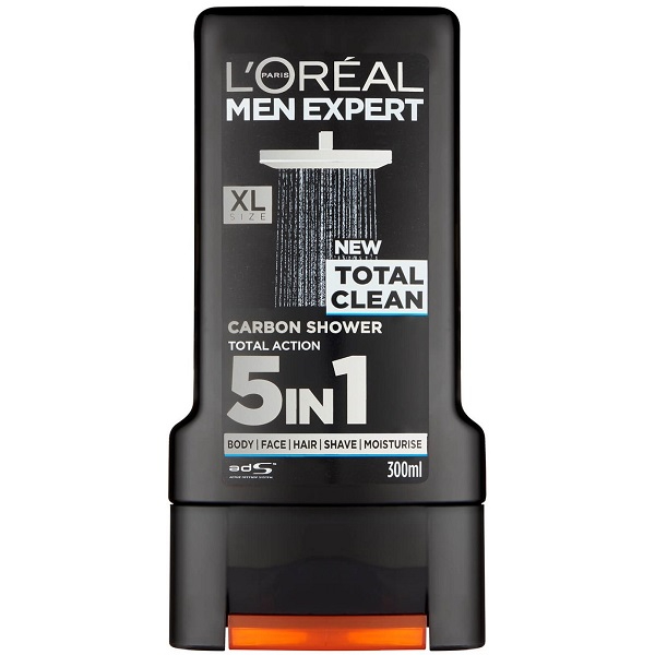 ژل دوش آقایان لورآل سری LOreal Men Expert مدل Total Clean - مرطوب کنندهدارای پنج عملکردمحافظت کننده پوستحاوی ترکیبات کربن جهت پاک کنندگی کاملمناسب برای بدن، صورت و مو، اصلاح و رطوبت رسانی