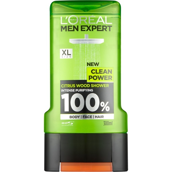 ژل دوش آقایان لورآل سری LOreal Men Expert مدل Clean Power - حس نشاط آوررایحه دلپذیر مرکبات و چوبیمناسب برای بدن، صورت و موپاک کننده کامل عرق و سموم بدن