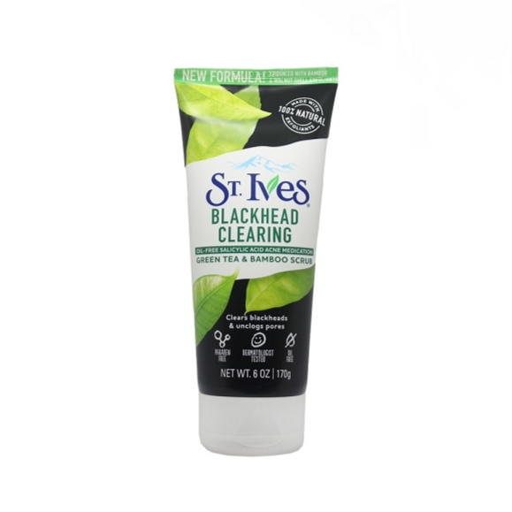 اسکراب لایه بردار پوست سنت‌ایوز ST.Ives مدل Blackhead Clearing - لایه بردارضد جوششفاف کنندهعصاره چای سبزتسکین دهنده و التیام بخشاز بین برنده جوش های سرسیاه